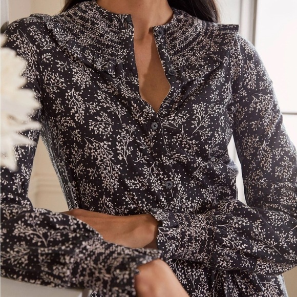 Boden Smocked Jersey Dress Multi-color Milkshake Leafy Spring Size 16/18 Long - Picture 3 of 7